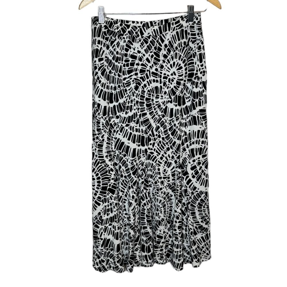 Black White Small Modest Abstract Emma James Maxi Skirt Stretch